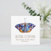 キャン素朴バス、ブルーバタフライ結婚式招待状 招待状 (スタンド正面)