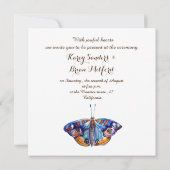 キャン素朴バス、ブルーバタフライ結婚式招待状 招待状 (裏面)