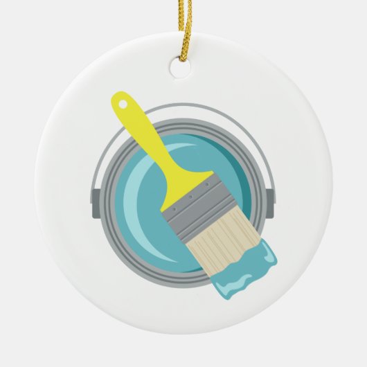 キャン絵を描およびブラシ セラミックオーナメント (正面)