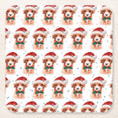 キャヴォードルドッグがクリスマススターを育てる スクエアペーパーコースター (正面)