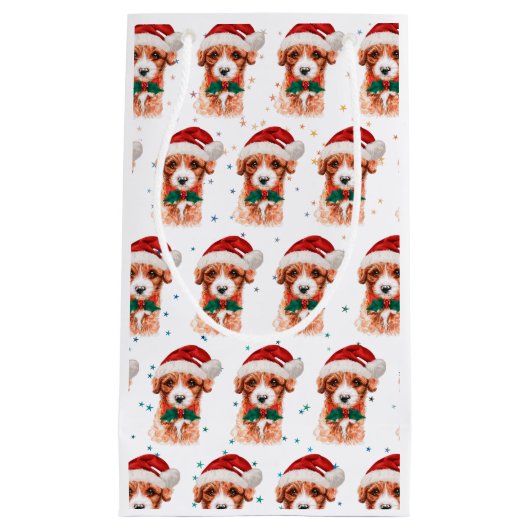 キャヴォードルドッグがクリスマススターを育てる スモールペーパーバッグ (正面)