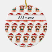 キャヴォードルドッグがクリスマススターを育てる セラミックオーナメント (正面)