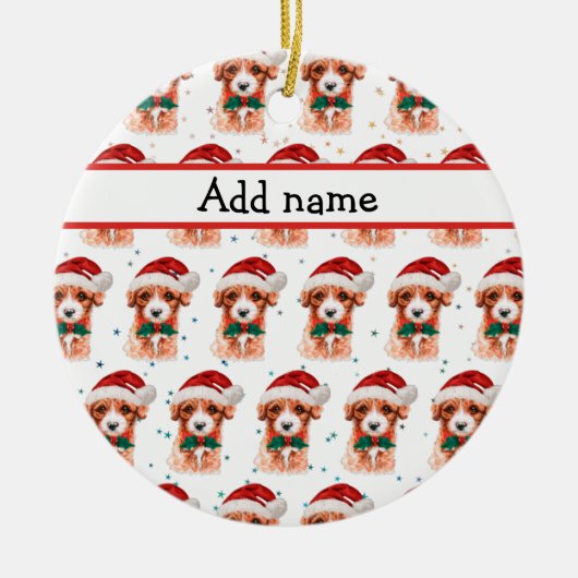 キャヴォードルドッグがクリスマススターを育てる セラミックオーナメント (正面)