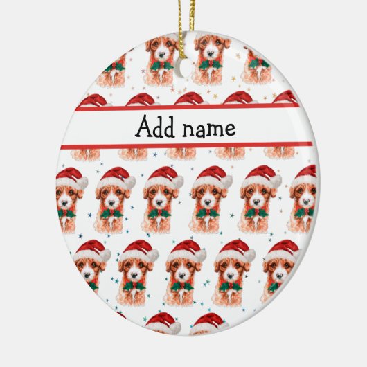 キャヴォードルドッグがクリスマススターを育てる セラミックオーナメント (左)