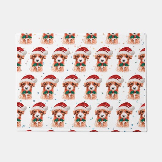 キャヴォードルドッグがクリスマススターを育てる ドアマット (正面)