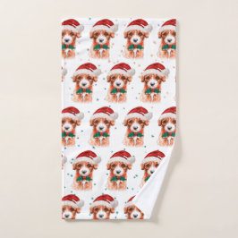 キャヴォードルドッグがクリスマススターを育てる ハンドタオル