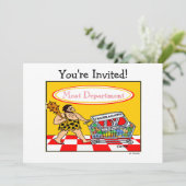 キャヴマンおもしろいマンガBBQ肉愛好家クックアウトパーティー 招待状 (スタンド正面)