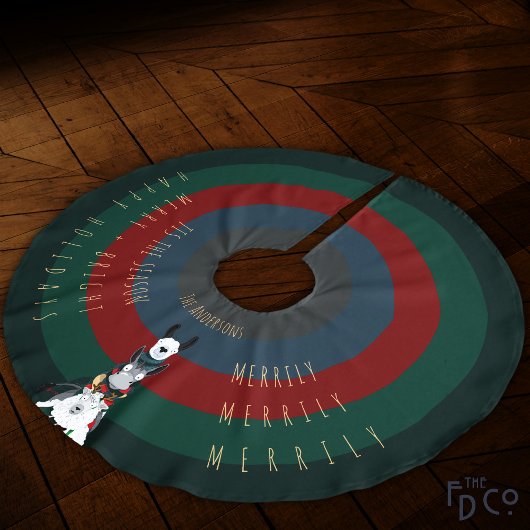 キュイおもしろいドバストライプのー・ラマパーソナライズされた羊 ブラッシュドポリエステルツリースカート