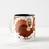キュイおもしろいユーモアのあるな感謝祭トルコ ツートーンマグカップ (正面左)