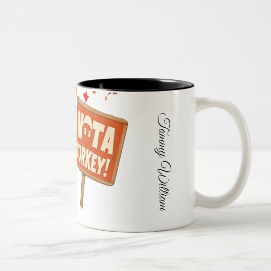 キュイおもしろいユーモアのあるな感謝祭トルコ ツートーンマグカップ (右)