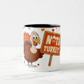 キュイおもしろいユーモアのあるな感謝祭トルコ ツートーンマグカップ (中央)