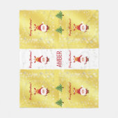 キュイおもしろいルモダン・ルドルフパーソナライズされたサンタネーム フリースブランケット (正面)