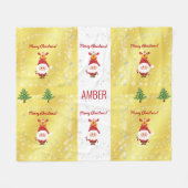 キュイおもしろいルモダン・ルドルフパーソナライズされたサンタネーム フリースブランケット (正面(横))