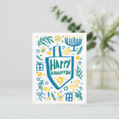 キュイお洒落ドレイデル(ユダヤ教)メノラーカスタムハヌカー シーズンポストカード (スタンド正面)