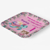 キュイお洒落フローラウミガメガーリー誕生日 ペーパープレート (傾斜あり)