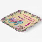 キュイお洒落フローラウミガメガーリー誕生日 ペーパープレート (傾斜あり)