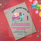 キュイお洒落フローラタガーリーメ子供の誕生日 アクリル招待状