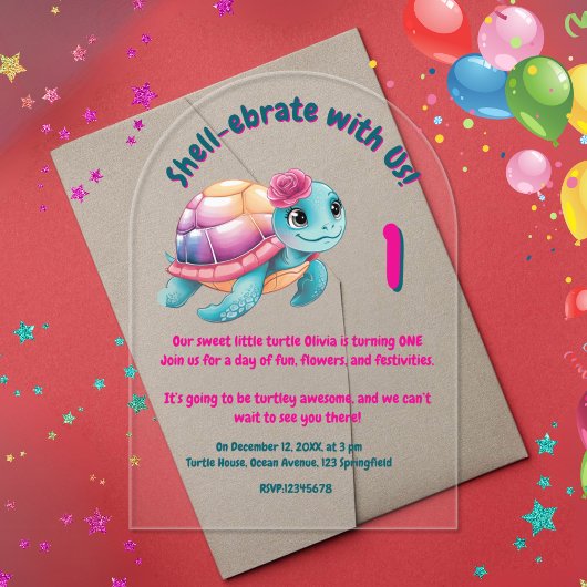 キュイお洒落フローラタガーリーメ子供の誕生日 アクリル招待状