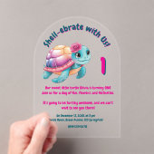 キュイお洒落フローラタガーリーメ子供の誕生日 アクリル招待状 (インサイチュ (ポータブル))