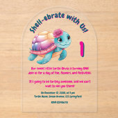 キュイお洒落フローラタガーリーメ子供の誕生日 アクリル招待状 (正面)