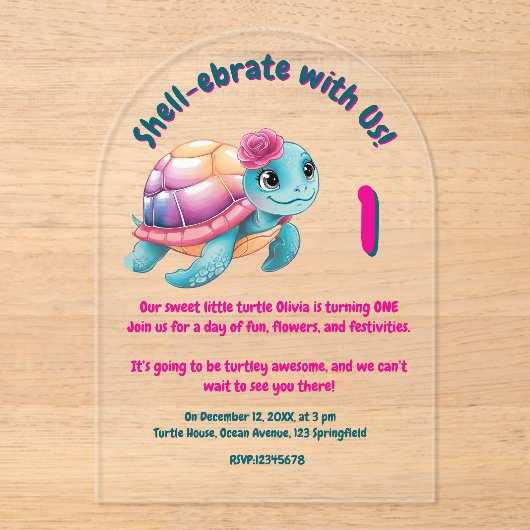 キュイお洒落フローラタガーリーメ子供の誕生日 アクリル招待状 (正面)