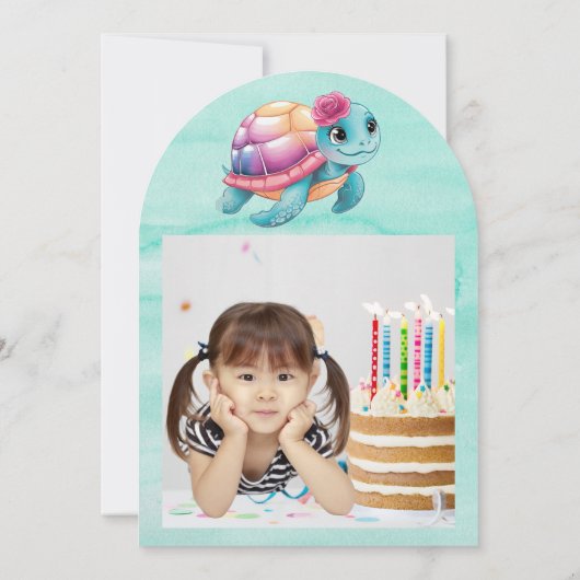 キュイお洒落フローラタガーリーメ子供の誕生日 招待状 (裏面)