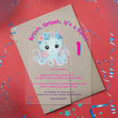 キュイお洒落フローラタコガーリー子供の誕生日 アクリル招待状