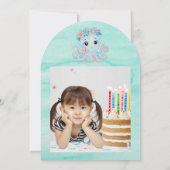 キュイお洒落フローラタコガーリー子供の誕生日 招待状 (裏面)