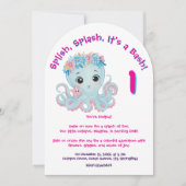 キュイお洒落フローラタコガーリー子供の誕生日 招待状 (正面)