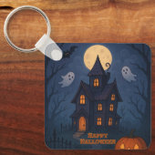キュイお洒落不気味ハ幽霊のよく出るウス | ハロウィン- キーホルダー (正面)
