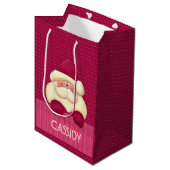 キュイかわいらしインピンクガーリーサンタテーマ ミディアムペーパーバッグ (正面アングル)