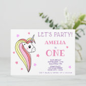 キュイかわいらしカラフルユニコーン1歳 招待状 (スタンド正面)
