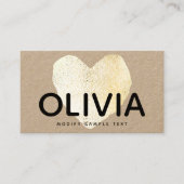 キュイはっきりした金ゴールドモダンハートクラフト 名刺 (正面)