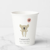 キュイよくはしゃぐコアラシンプルベア誕生日 紙コップ (正面)