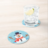 キュイよくはしゃぐ雪だるま紙コースター ラウンドペーパーコースター (インサイチュ)