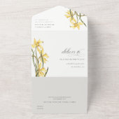 キュイエレガントイエローダフォディルフローラ結婚ズ オールインワン招待状 (外側)