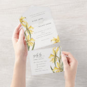 キュイエレガントイエローダフォディルフローラ結婚ズ オールインワン招待状 (貼ってはがせる)