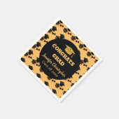 キュイエレガントクラシックなブラック&イエロー卒業 スタンダードカクテルナプキン (角)