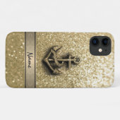 キュイエレガントフェイクガーリーグリッターいかりモノグラム Case-Mate iPhoneケース (裏面(横))