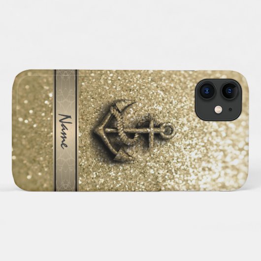 キュイエレガントフェイクガーリーグリッターいかりモノグラム Case-Mate iPhoneケース (裏面(横))