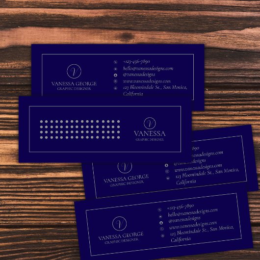 キュイエレガントブルーモノグモダンラムカスタム スキニー名刺