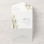 キュイエレガントーホワイトダフォディルフローラ結婚ズ オールインワン招待状 (外側)