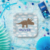 キュイカスタマイズトリケラトプス恐竜子供の誕生日 ペーパープレート (パーティー)