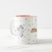 キュイカスタマイズパステルUnicorn虹の誕生日 ツートーンマグカップ (正面左)