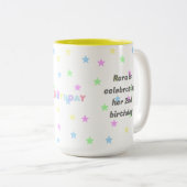 キュイカスタマイズパステルUnicorn虹の誕生日 ツートーンマグカップ (正面右)
