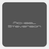 キュイカスタマイズ文字ブラック&ホワイトモダンプレーン スクエアシール (正面)