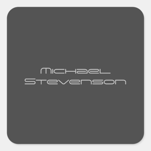 キュイカスタマイズ文字ブラック&ホワイトモダンプレーン スクエアシール (正面)