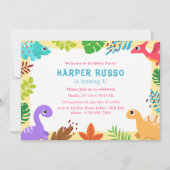 キュイカラフルディノイラストレーション誕生会 招待状 (正面)