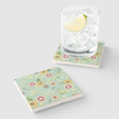 キュイカラフルフォークフローラオリジナルゴールデンデザイン ストーンコースター (横)