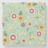 キュイカラフルフォークフローラオリジナルゴールデンデザイン ストーンコースター (正面)